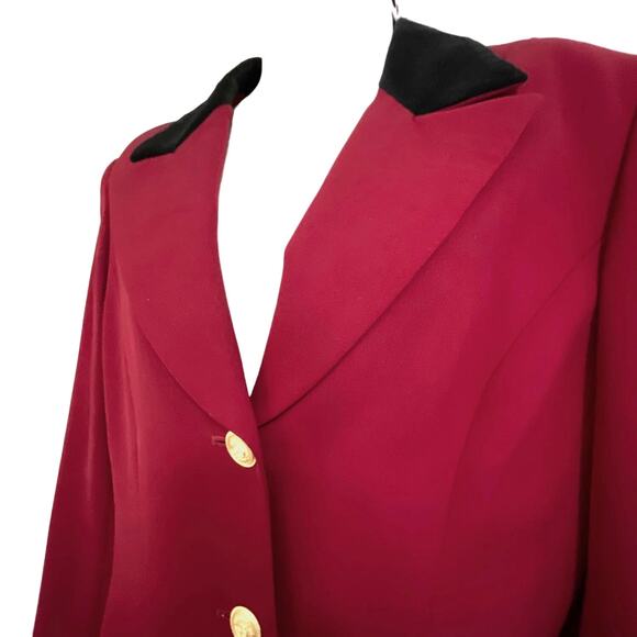 Equestrian Style Red 100% Wool Blazer, Longer, Ladies Liz Claiborne, Size 8 - Picture 2 of 5